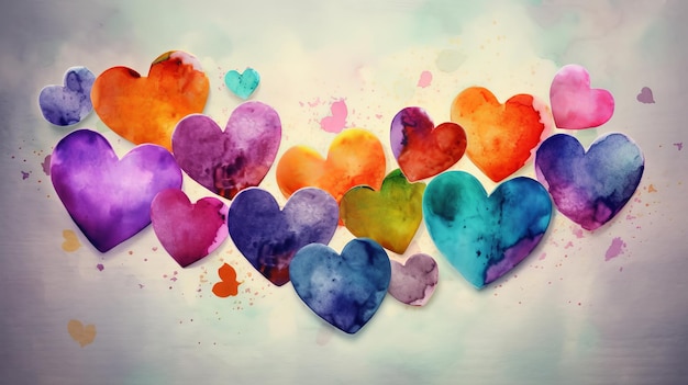 Colorfuls coeur symboles peinture à l'huile Fête des Mères Saint Valentin Generative Ai