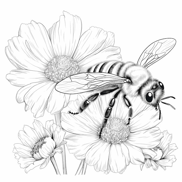 Photo coloriage des abeilles et des fleurs soulignant le rôle essentiel des pollinisateurs