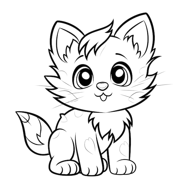 Coloriage adorable chaton moelleux pour les enfants