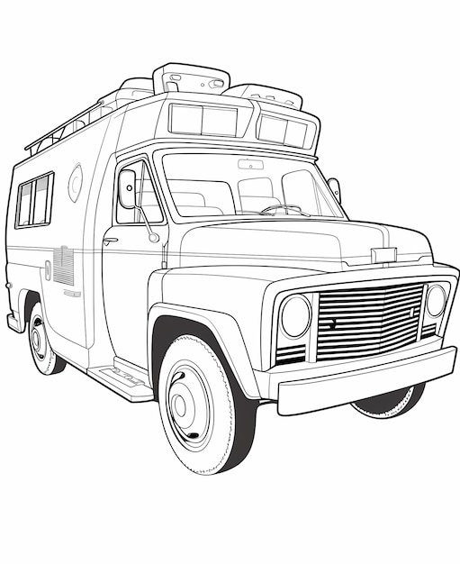 Coloriage d'ambulance simple Rescue Rides pour les enfants