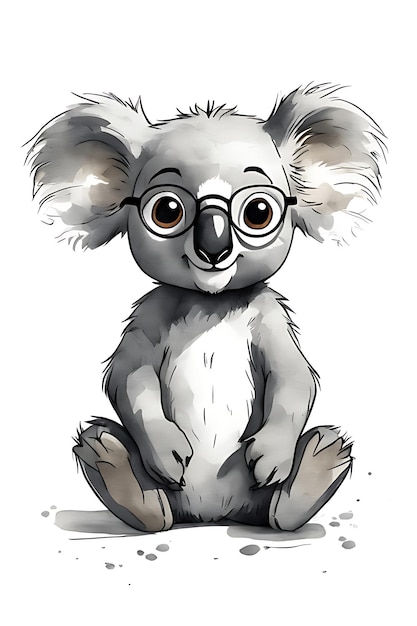 Photo coloriage amusant avec des lunettes portant un koala croquis à colorier imprimable