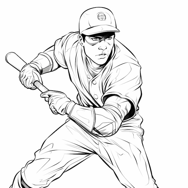 Photo coloriage d'anime de baseball d'un athlète masculin frappant la balle vers la caméra