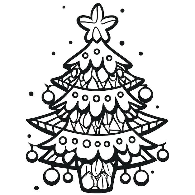 Un coloriage avec un arbre de Noël ai génératif