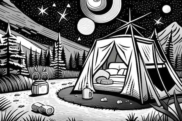 Photo coloriage camping