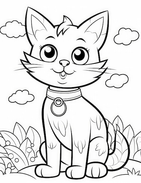 coloriage de chat mignon pour les enfants