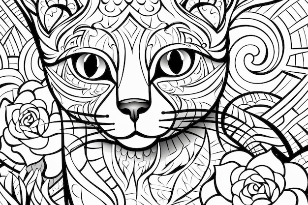 coloriage chat mosaïque