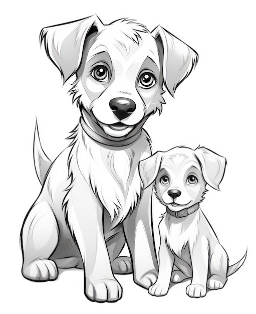 Coloriage d'un chiot mignon avec Mama Dog AI généré