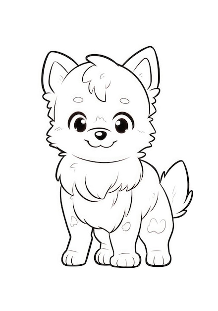 Coloriage chiot mignon sur papier A4