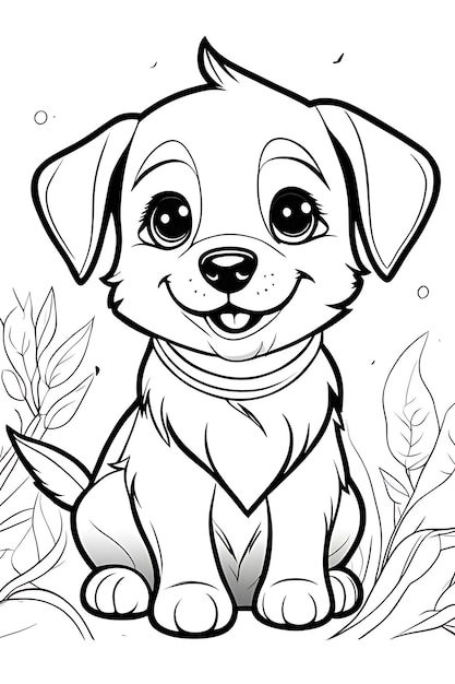 Photo coloriage de chiots adorables pour enfants