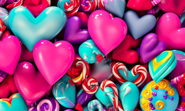 Photo coloriage de coeurs de bonbons saint valentin