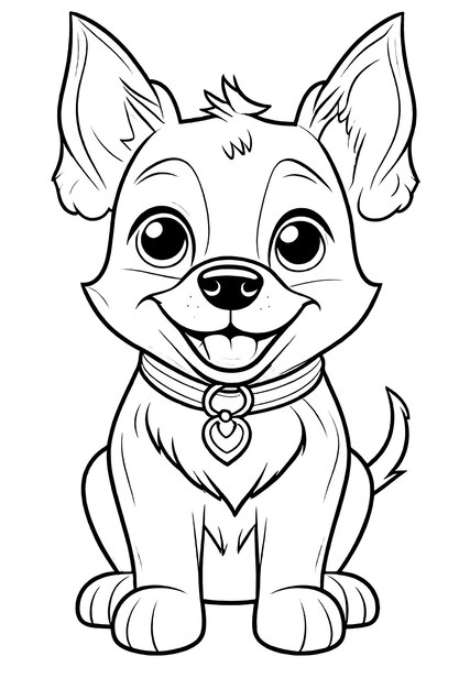 Coloriage contour de la page de coloriage pour enfants Illustration de chien mignon