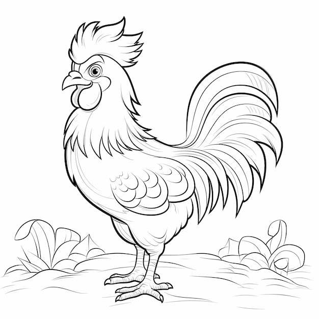 Photo coloriage de coq super mignon très simple pour enfanttrès simple