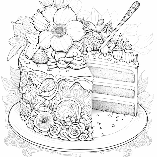 Photo coloriage délicieux plongez dans une aventure de coloriage sur le thème des gâteaux