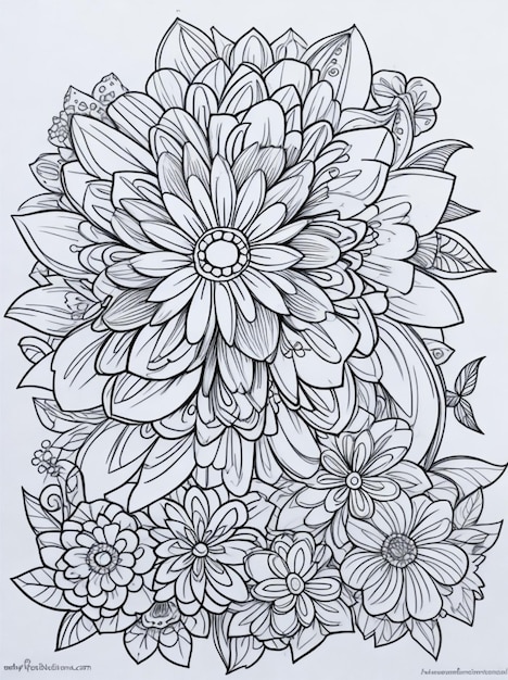 Coloriage dessin au trait belle fleur