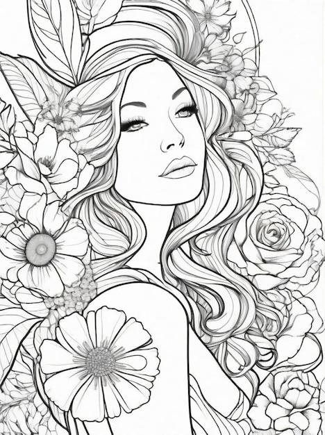 Coloriage dessin au trait belle fleur