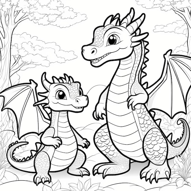 coloriage de dragon pour les enfants généré par Ai