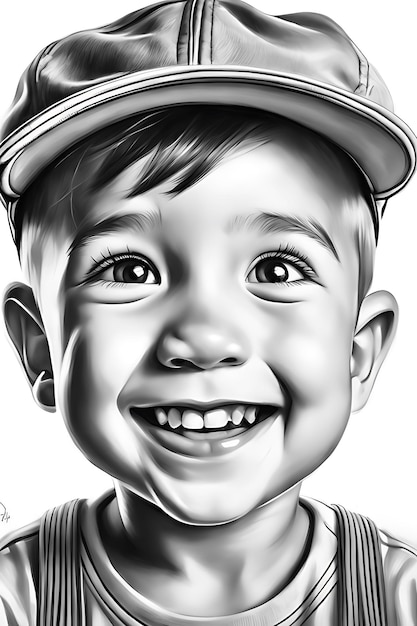 Coloriage du visage d'un enfant émotif, brouillon de croquis au crayon imprimable