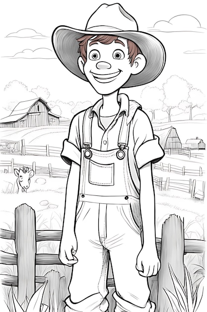 Photo coloriage d'enfant de ferme