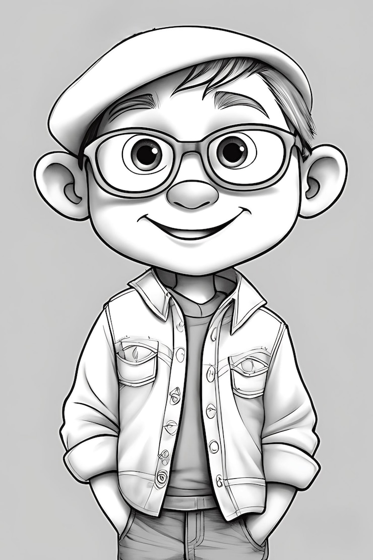 Photo coloriage enfant joyeux croquis au crayon imprimable coloriage adulte