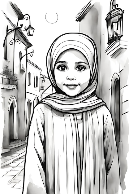 Coloriage Fille Musulmane Voilée Coloriage Croquis Imprimable