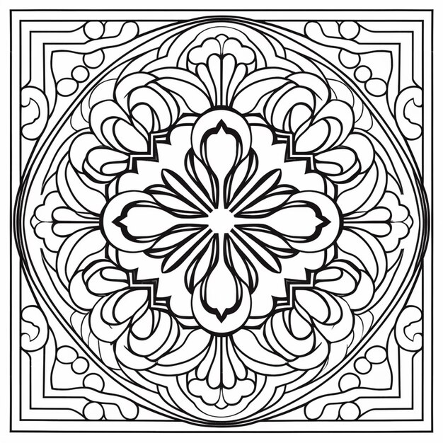 un coloriage avec une fleur au centre IA générative