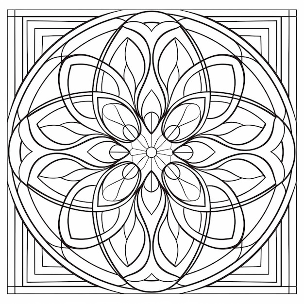 un coloriage avec une fleur au milieu IA générative