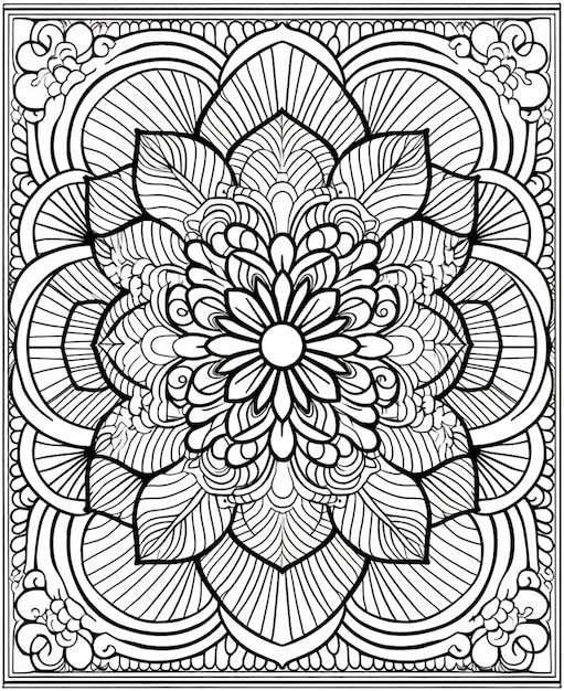 un coloriage avec une fleur au milieu IA générative