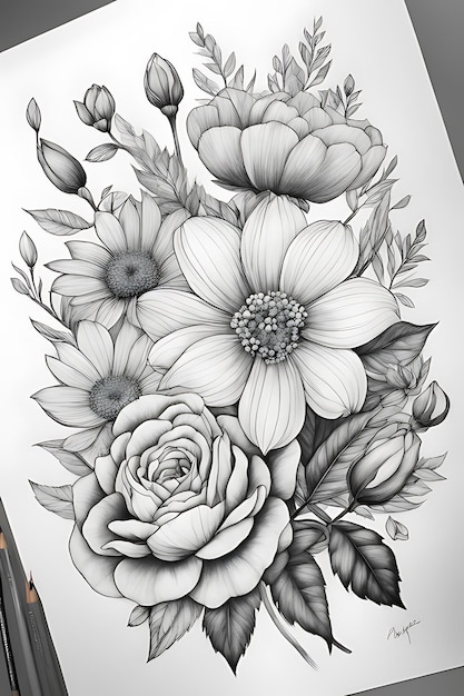 Coloriage de fleurs pour adultes