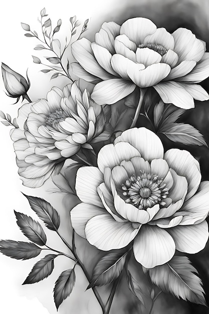 Photo coloriage de fleurs pour adultes