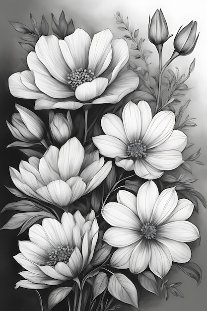 Photo coloriage de fleurs pour adultes