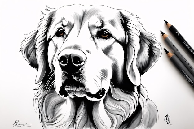 Coloriage Golden retriever Qualité affiche imprimable