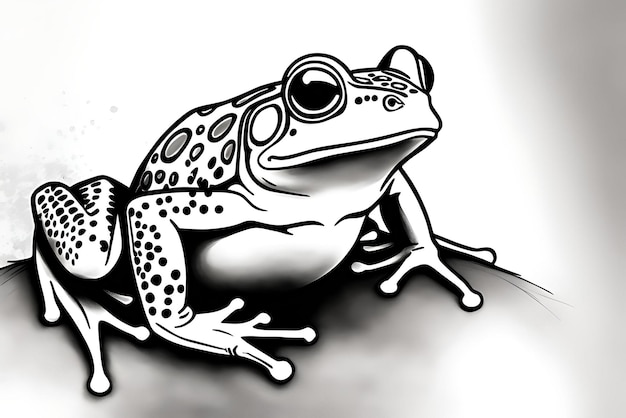 Coloriage Grenouille Qualité imprimable Qualité affiche noir et blanc