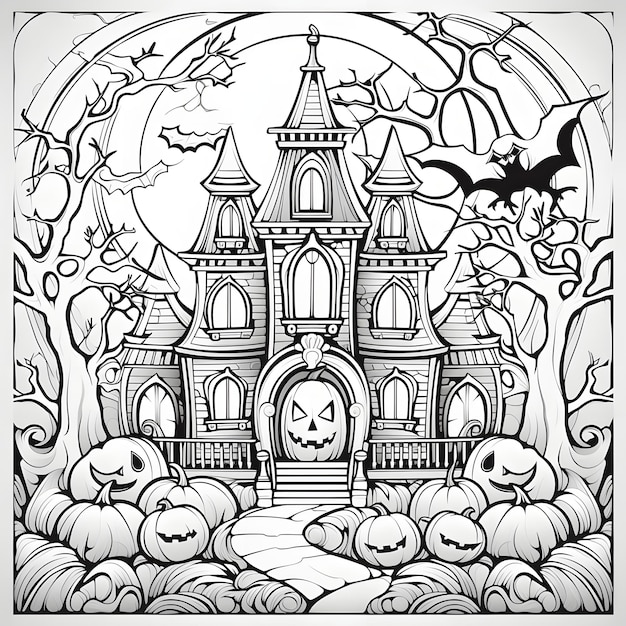 Coloriage Halloween noir et blanc