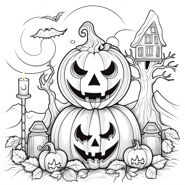 Coloriage Halloween noir et blanc