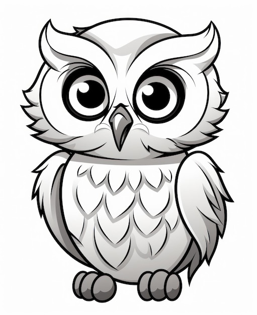 Coloriage d'un hibou mignon avec des lignes épurées générées par l'IA