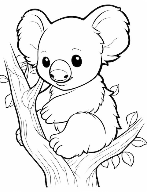 coloriage d'un koala assis sur une branche d'arbre ai générative