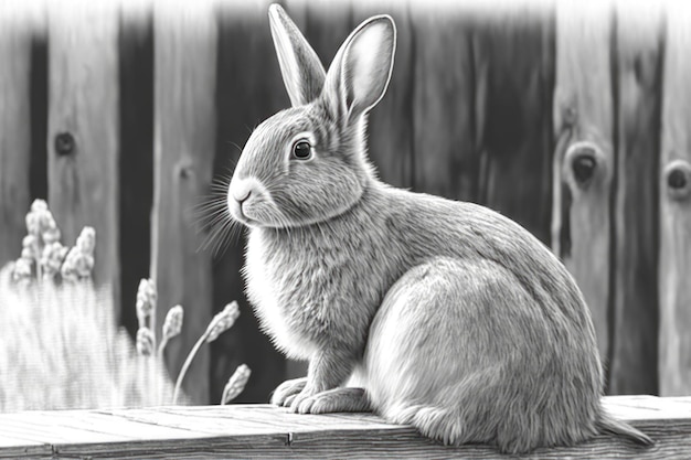 Coloriage lapin niveaux de gris