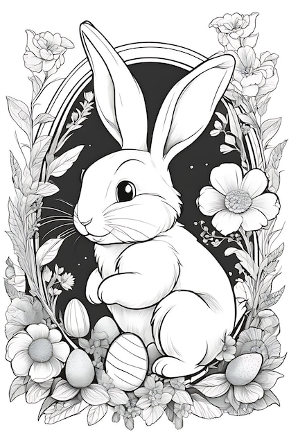 Coloriage Lapin de Pâques Coloriage de Noël Croquis au crayon du Père Noël Imprimable