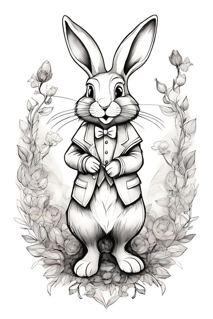 Coloriage Lapin Pour Enfants Coloriage Croquis Dessin Noir Et Blanc Page Imprimable