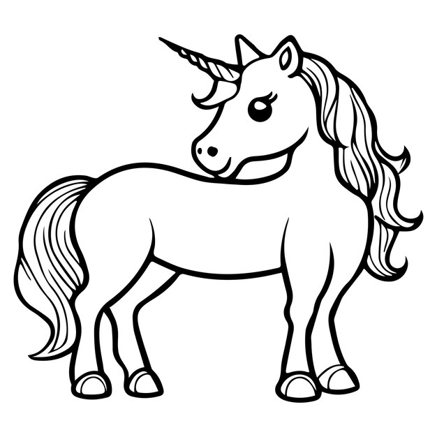 Coloriage de licorne, dessin de contour pour enfants