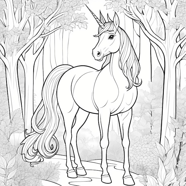 coloriage de licorne pour les enfants généré par Ai