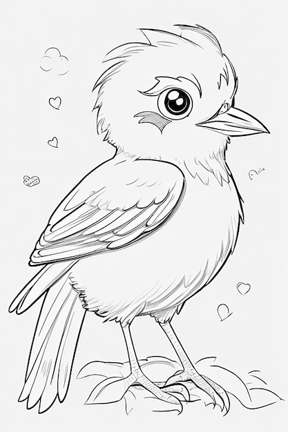 Coloriage mignon d'oiseau pour les enfants