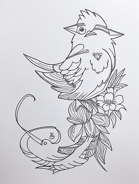 Coloriage mignon d'oiseau pour les enfants