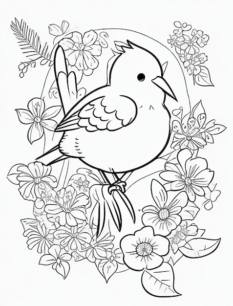 Coloriage mignon d'oiseau pour les enfants