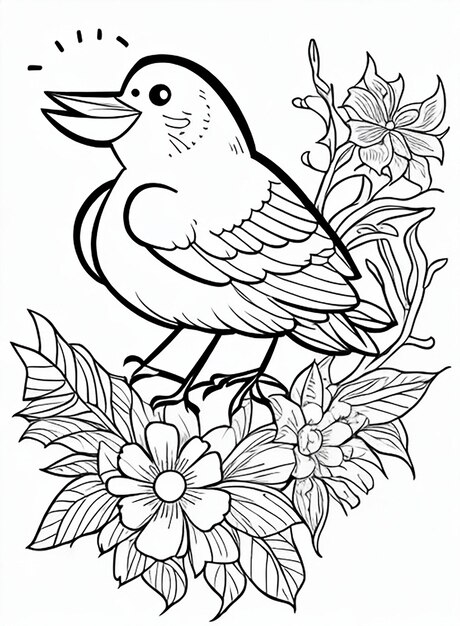 Coloriage mignon d'oiseau pour les enfants