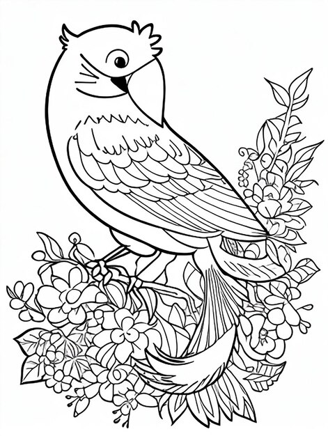 Coloriage mignon d'oiseau pour les enfants