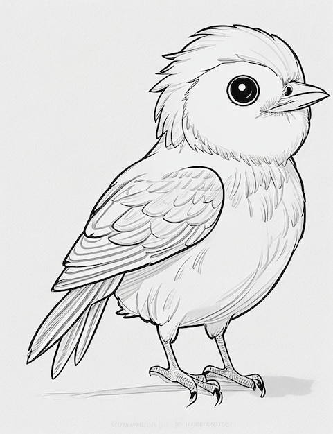 Photo coloriage mignon d'oiseau pour les enfants