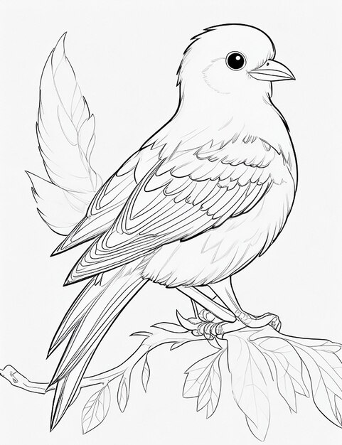 Photo coloriage mignon d'oiseau pour les enfants