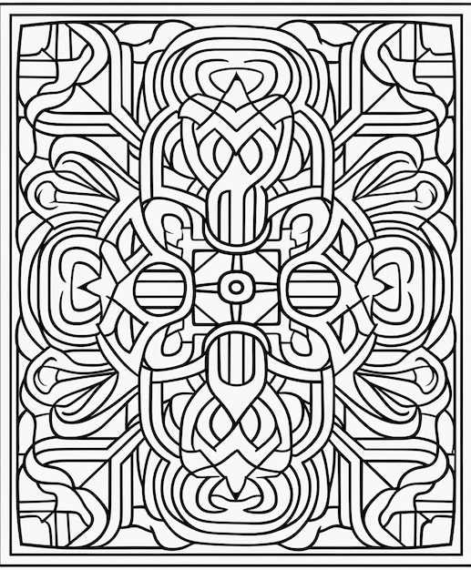 un coloriage avec un motif celtique en noir et blanc générativ ai