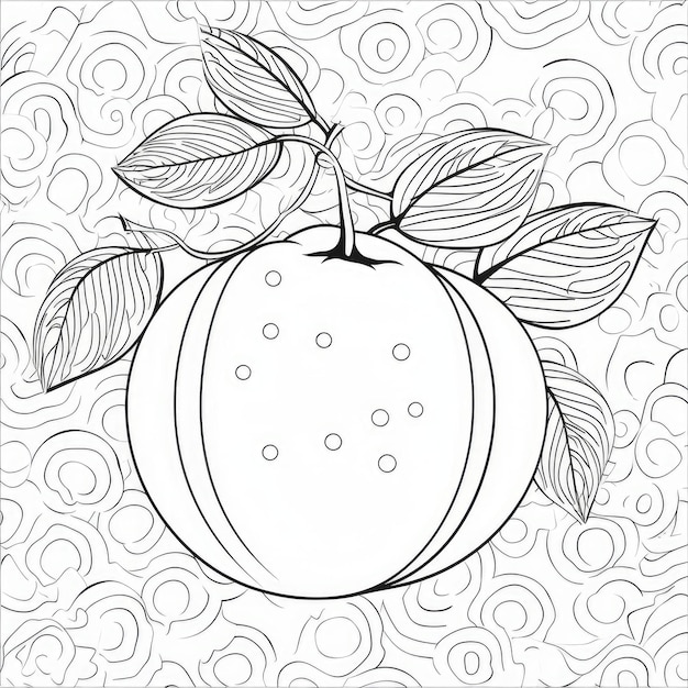 Coloriage noir et blanc d'une mandarine